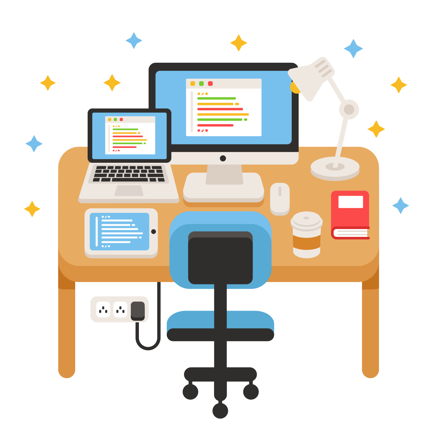vector image of work desk